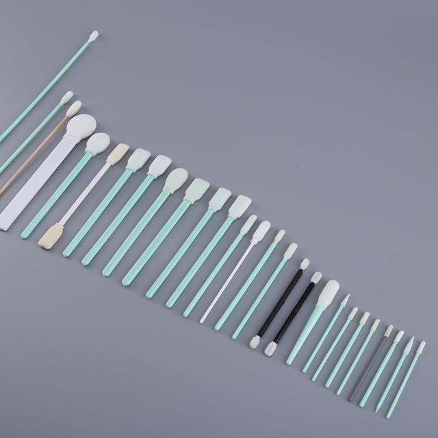 Lint Free Cleanroom Open Cell Sponge Q Tips Long Black Handle 6.5"