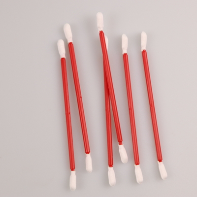 Lint Free 2 Layers Red PP Stick Cleanroom Polyester Swabs With Double Heads