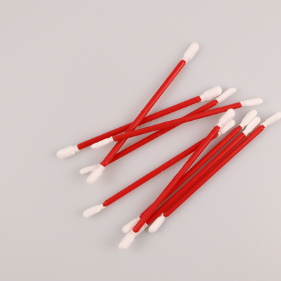Lint Free 2 Layers Red PP Stick Cleanroom Polyester Swabs With Double Heads