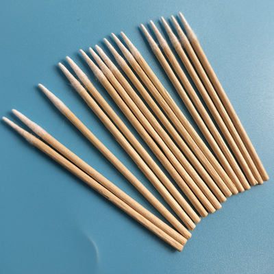 3" Lint Free Cotton Bud Wooden Stick 1mm Micro Pointed Cotton Swab For Factory Cleaning