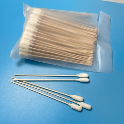 White Round Foam Covered Head Specimen Collection Swabs Cotton Buds Wood Handle