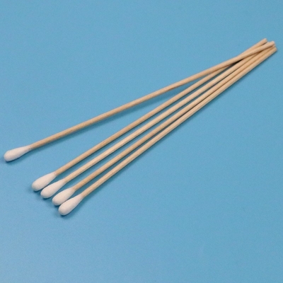 CA-006 Biodegradable Long Wooden Stick Cleanroom Q Tips Industrial Cotton Bud Cleaning Swab Stick
