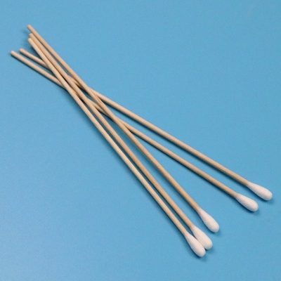 CA-006 Biodegradable Long Wooden Stick Cleanroom Q Tips Industrial Cotton Bud Cleaning Swab Stick