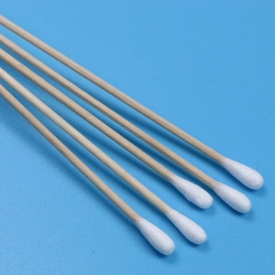 CA-006 Biodegradable Long Wooden Stick Cleanroom Q Tips Industrial Cotton Bud Cleaning Swab Stick