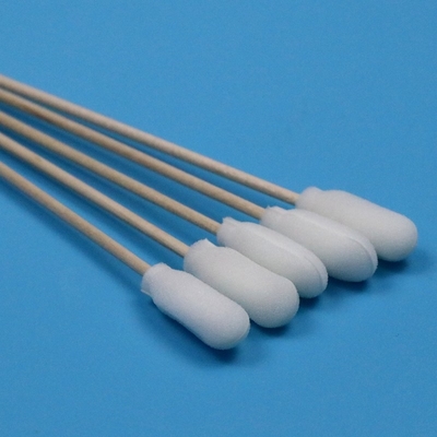 15cm Disposable Wooden Stick Sponge Stick Medical Foam Swab Applicator With Cotton Bud Inside