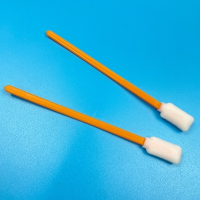 Orange Color Foam Tip Swabs Rectangle Head Solid PP Handle Lint Free Swab