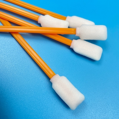 Orange Color Foam Tip Swabs Rectangle Head Solid PP Handle Lint Free Swab