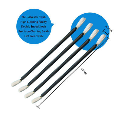 768 Lint Free Double Ended Twisted Head Polyester Swab Black Handle Cleanroom Detailing Swab for Precision Cleaning