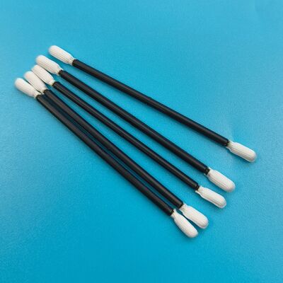 768 Lint Free Double Ended Twisted Head Polyester Swab Black Handle Cleanroom Detailing Swab for Precision Cleaning