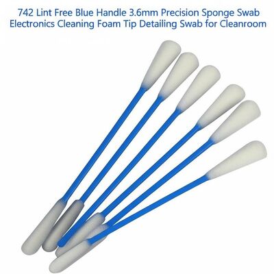 742 Lint Free Blue Handle 3.6mm Precision Sponge Swab Electronics Cleaning Foam Tip Detailing Swab for Cleanroom