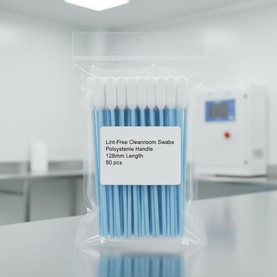 Polystyrene Handle Rectangular Foam Swabs with 128mm Length for Lint-Free Cleanroom Cleaning