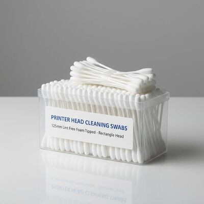125mm Lint Free Foam Tipped Swabs For Printer Head Cleaning Rectangle Head Cleaning Sticks