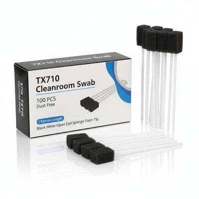 TX710 Cleanroom Swab with 110mm Length 100PCS Black White Open Cell Sponge Foam Tip Swabs Dust Free