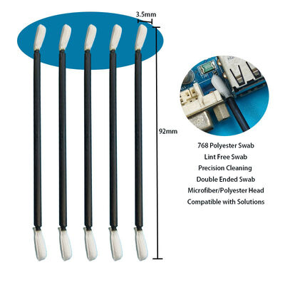 768 Lint Free Black Handle Twisted Head Polyester Swab Precision Cleaning Detailing Swab for Cleanroom