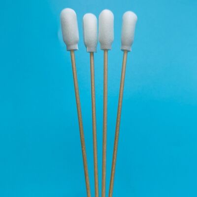 720 Biodegradable Wooden Stick Foam Cover Cotton Cleanroom Swab Foam Swab Applicator with Wooden Stick 
