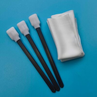 Lint Free Black Handle Rectangular Sponge Detailing Swab Foam Tip Swab Printer Cleaning Kit with Polyester Wipes