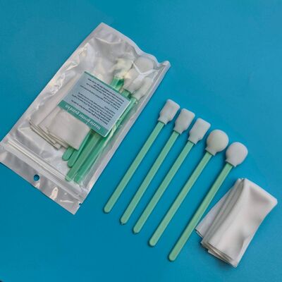 Lint Free Green Handle Soft Sponge Swab Foam Tip Detailing Swab Kit Printer Cleaning Kit with Polyester Wipes