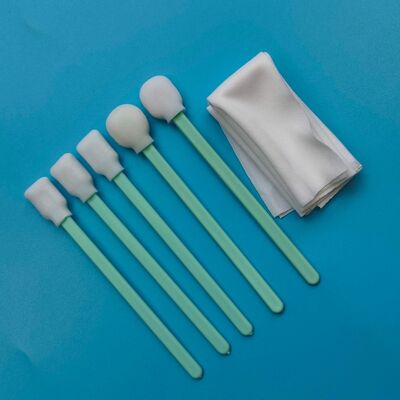 Lint Free Green Handle Soft Sponge Swab Foam Tip Detailing Swab Kit Printer Cleaning Kit with Polyester Wipes
