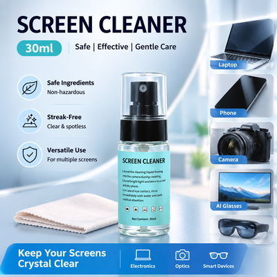 30mL-120mL Streak-Free Electronics Cleaner - with Cloth for Gaming Monitor, VR Headset & Smart Glasses