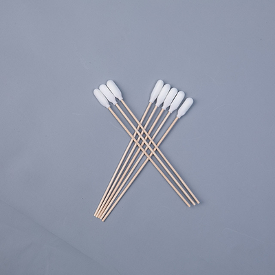 Disposal Wood Long Stick Cotton Swabs , Sterile Medicated Cotton Swabs