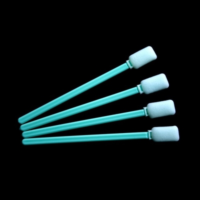 Rectangle Sponge Tipped Swab White Foam Green Stick