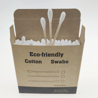 Disposable Wooden 100pcs Bamboo Cotton Buds Swab