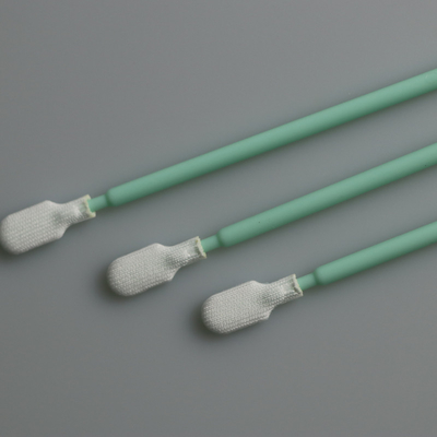 Cleanroom Paddle Head Green Rigid Handle Polyester Swabs With 102mm Length