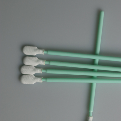 Cleanroom Paddle Head Green Rigid Handle Polyester Swabs With 102mm Length