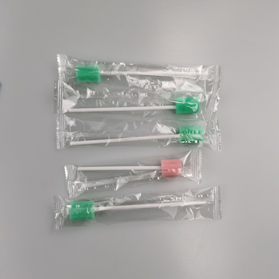 Color-Coded Oral Care Swabs – Single-Packed Flower Round Sponge Tips (Green/Pink) for Medical & Home Use