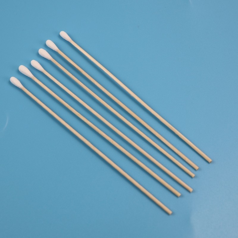 6" Eco Friendly Long Wooden Stick Cotton Bud Swab For Daily Use