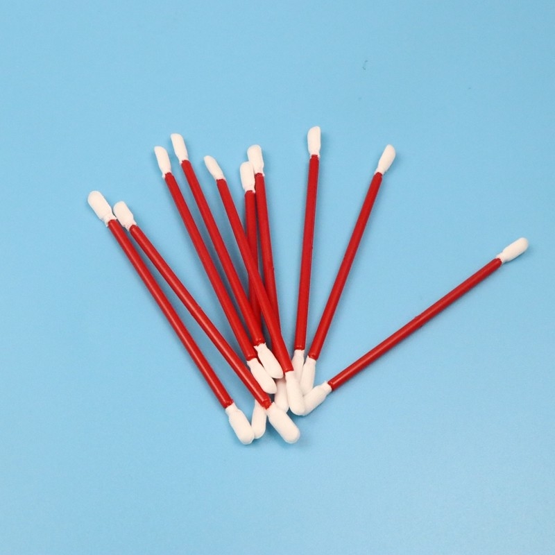 Lint Free Double Ended Non-Reusable Cleanroom Dacron Polyester Swab With Red PP Stick