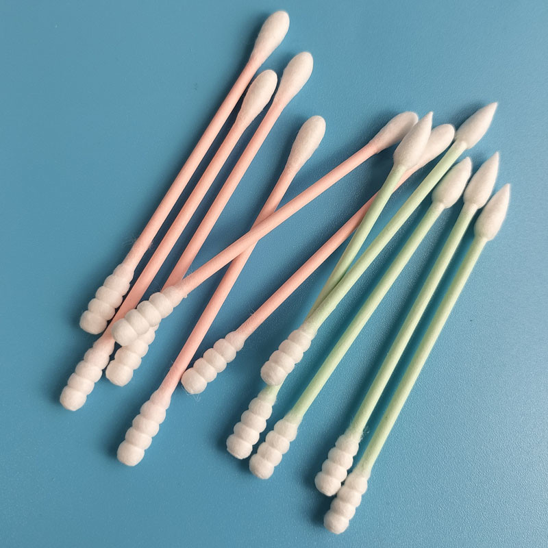 50pcs/Bag Biodegradable Green Paper Stick Qtips Cotton Bud Swab For Makeup Removing