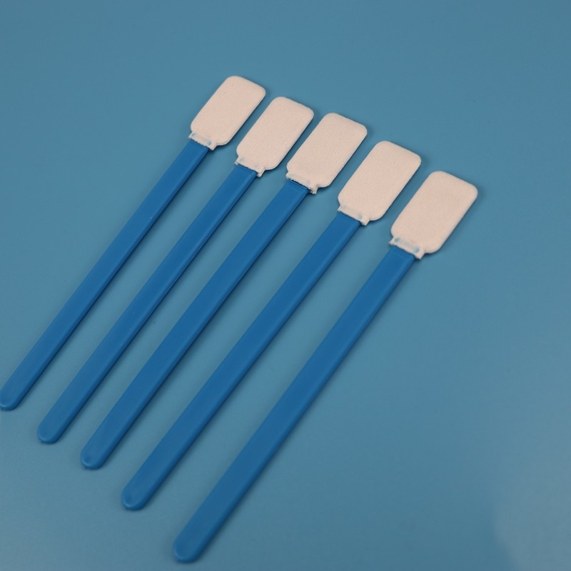 714 Lint Free Green Handle Flat Rectangle Microfiber Swab Supplier For Lens Cleaning