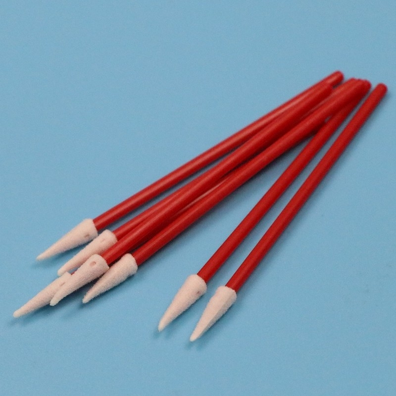 TX750 Lint Free Mini Pointed Sponge Stick Small Car Cleaning Compressed Cleanroom Foam Swab with Red Handle