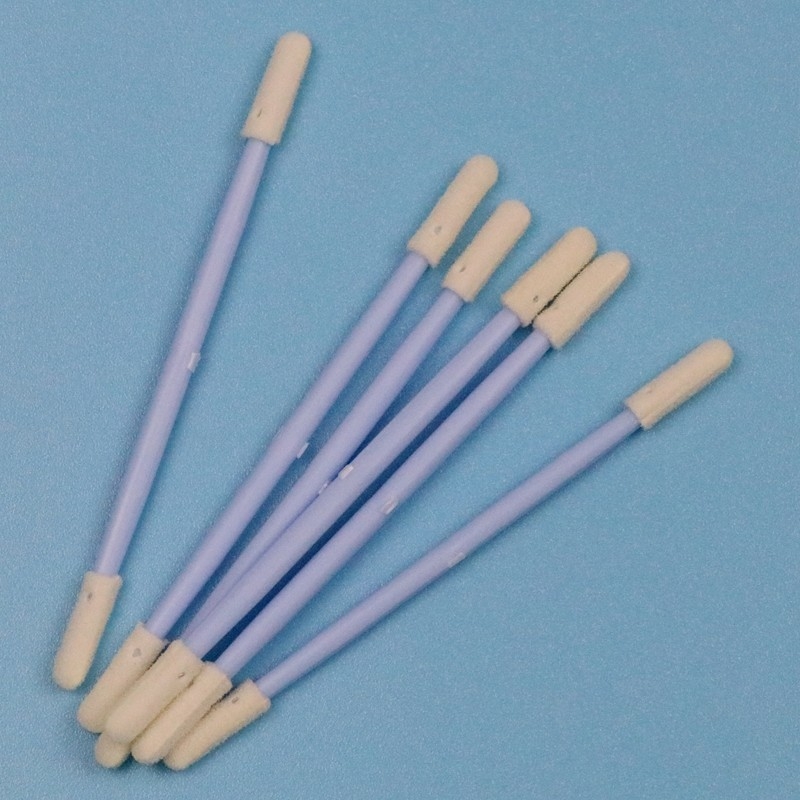 TX742 Lint Free Blue Handle Double Ended Mini Sponge Stick Compressed Small Cleanroom Foam Swab For Detailing Cleaning