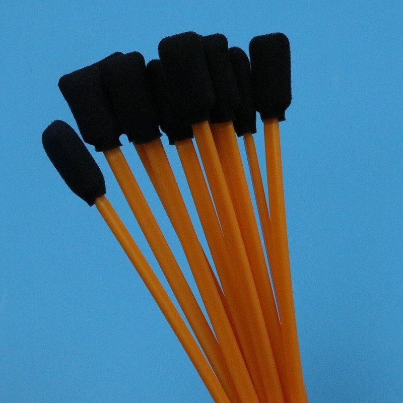 5&quot; Lint Free Black Sponge Swab Orange Stick Rectangular Cleanroom Foam Swab for Printer Cleaning