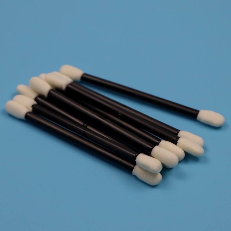 Lint Free Double Ended Compressed Small Cleanroom Swab Car Cleaning Foam Swab With Black Handle