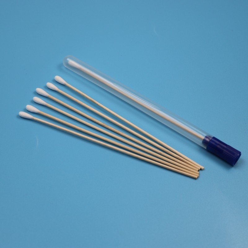 Disposable Wooden Stick Cotton Tip Oral Swab Sterile Specimen Collection Swab With Tube VTM Kit