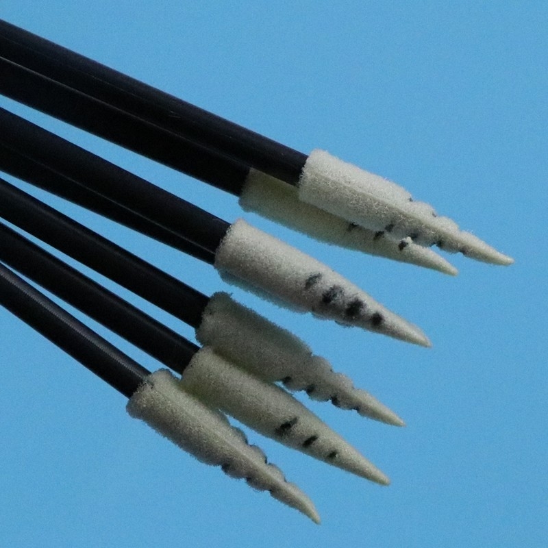 751 Lint Free Spiral Pointed Small Cleanroom Swab Car Cleaning Foam Swab with Black Handle