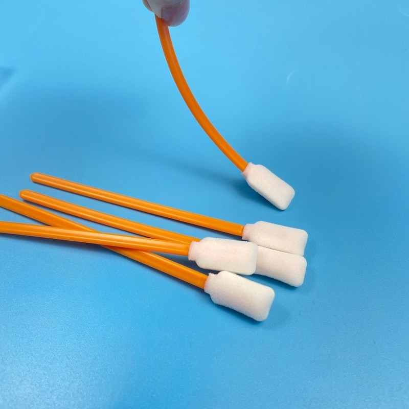 Multi Purpose 5 Inch Cleaning Swabs Orange Rectangular Foam Tips Durable PP Handles Non Shedding Design