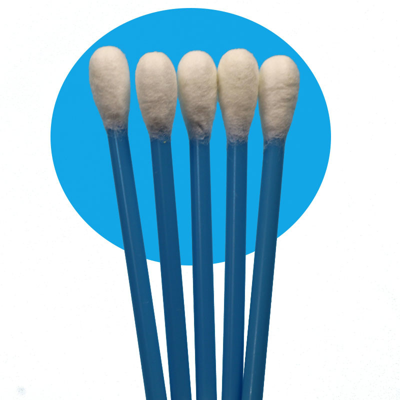 10cm Blue PP Stick Big Round Head Cotton Bud Medical Cotton Swab Applicator For Specimen Collection