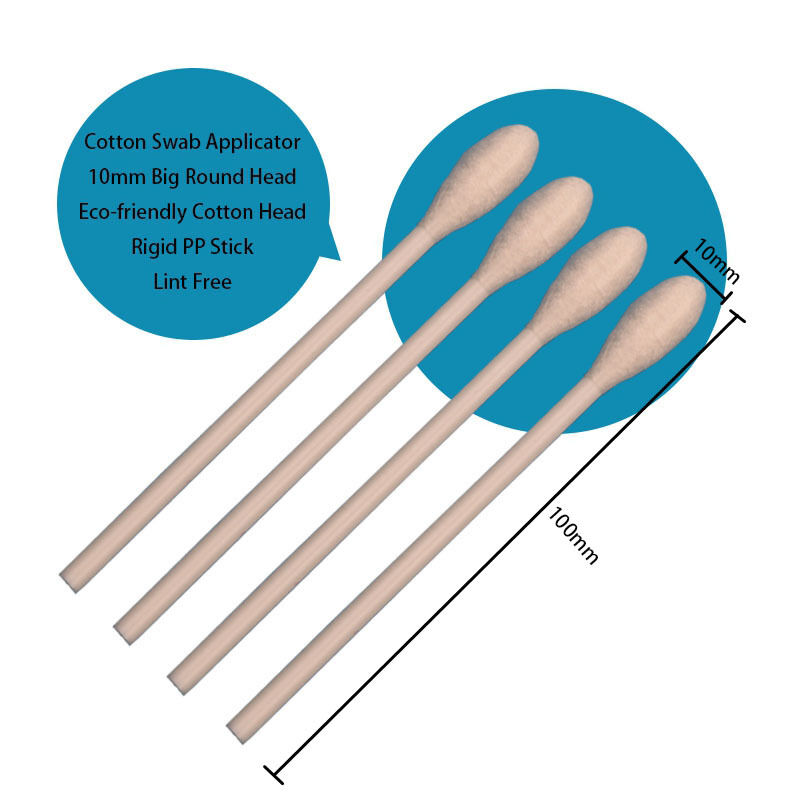 100mm Rigid PP Stick Big Round Head Cotton Bud Medical Qtips Cotton Swab Applicator for Laboratory