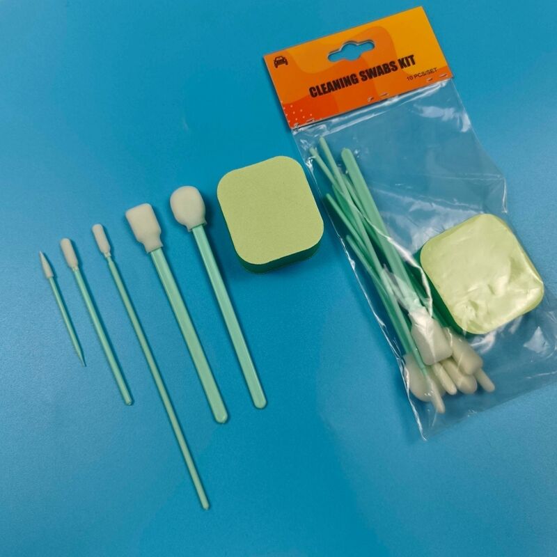 Portable Green Handle Micro Sponge Detailing Swab Kit Precision Cleaning Swab Kit Car Cleaning Kit