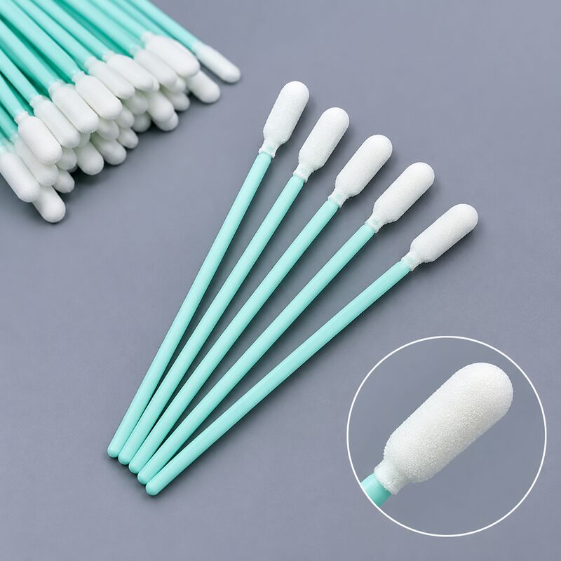 6mm Round Foam Tip Cleaning Swab With Sturdy Green Handle Lint Free Precision Cleaning Applicator Length 100mm