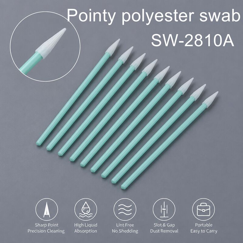 Sharp Point Polyester Swab for Electronics Optical Lens PCB Keyboard Gap Cleaning High Absorbency 75mm