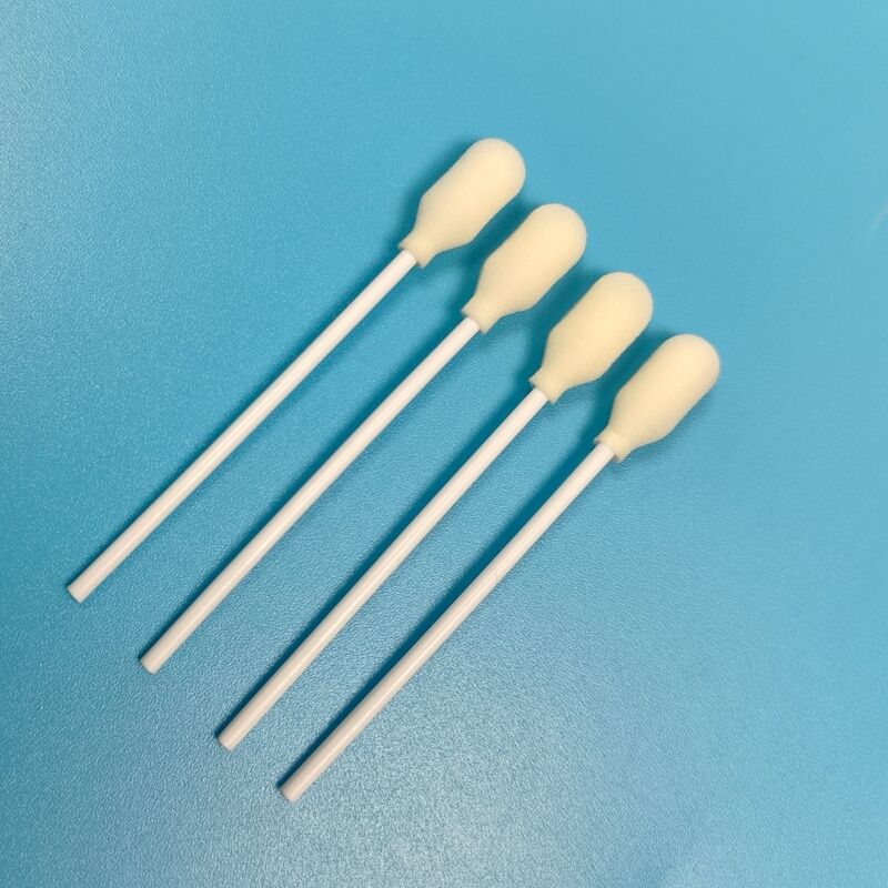 Disposable White PP Stick Foam Cover Cotton Sponge Stick Foam Tip Swab for Medical Testing