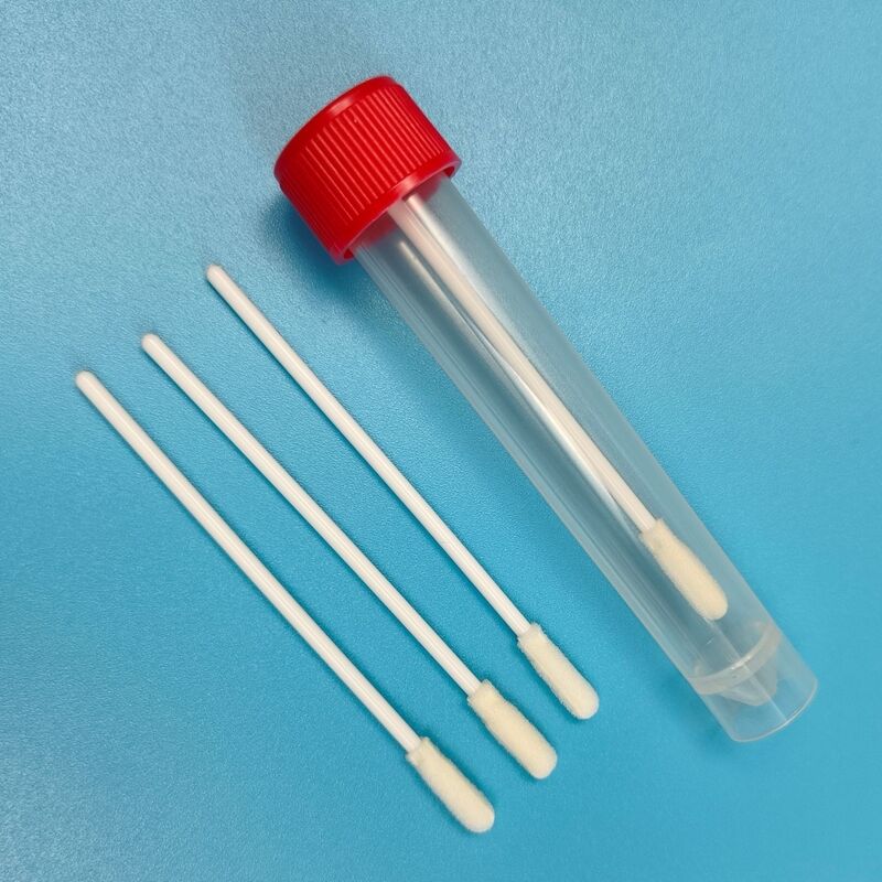 8cm Disposable White PP Stick Sterile Foam Tip Swab VTM Kit Flu Test Oral Swab Environmental Testing Swab Surface Sampling Swab