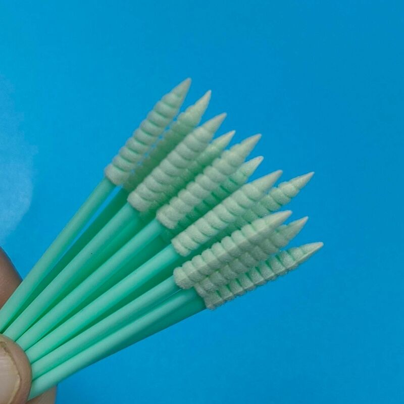 752 Green PP Stick Lint Free Swab Mini Spiral Pointed Sponge Detailing Swab Precision Cleaning Foam Swab for Cleanroom