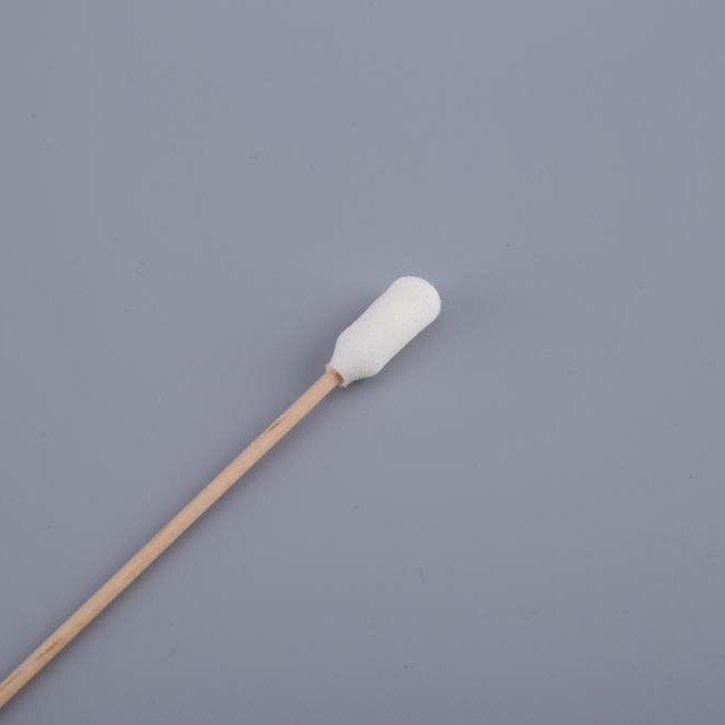 White Sponge Head Wood Handle Cotton Swabs Stick For Hospital Checkup