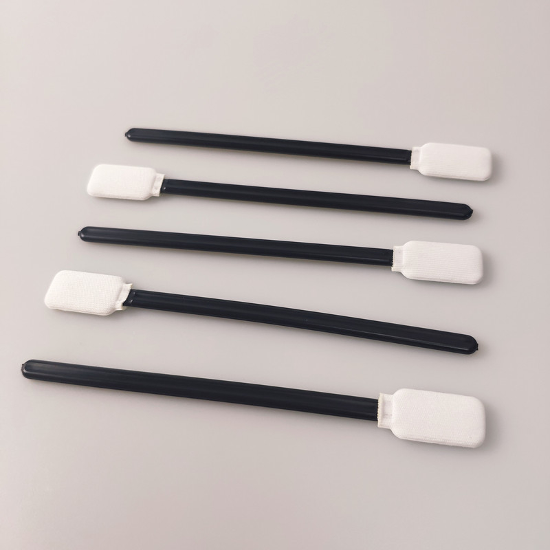 6 Inch Square Head Black PP Stick Polyester Swabs Surface Cleaning